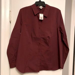 Cato merlot color, long sleeve button down shirt - women’s size Large